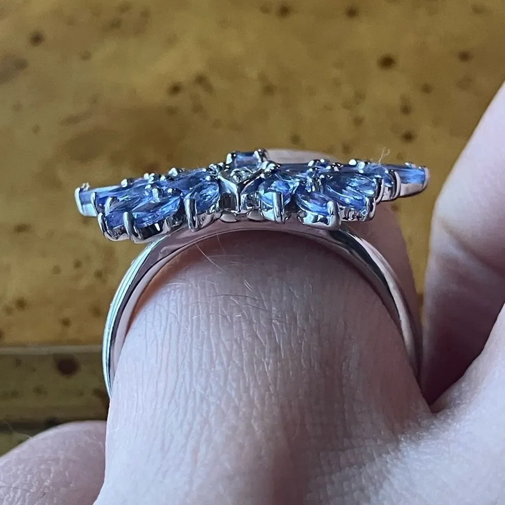 Natural Tanzanite Sterling Silver Butterfly Ring Size 7